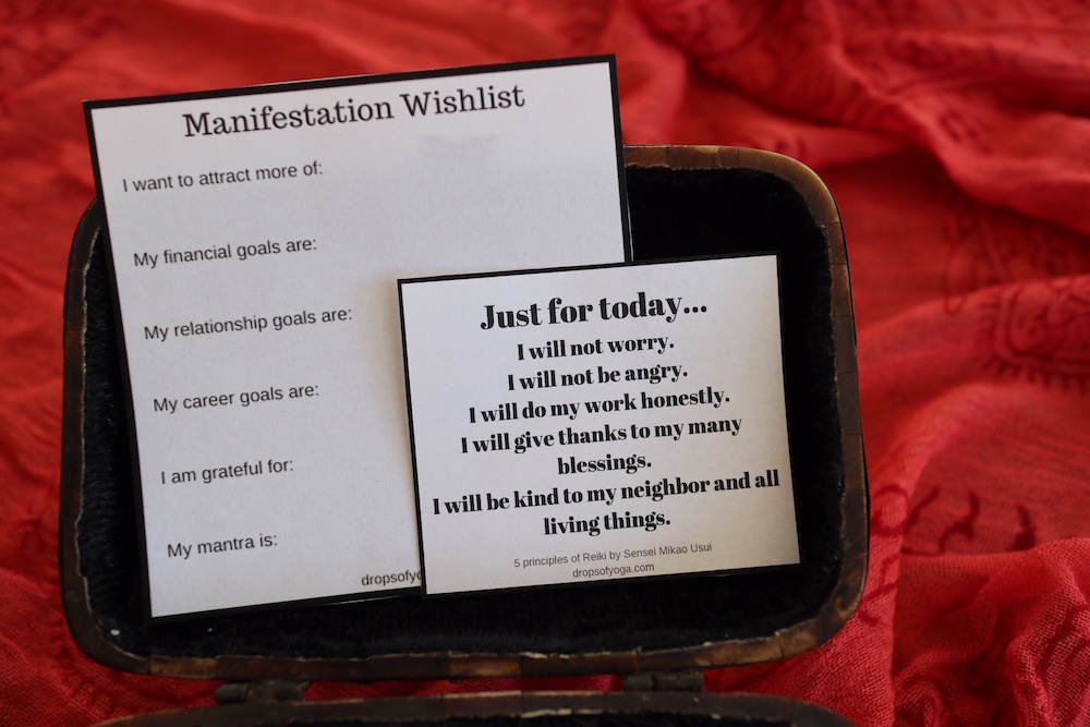 Manifestation Wishlist in reiki prosperity box